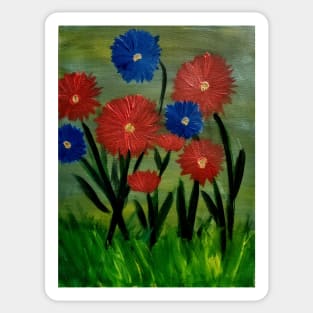 Some wildflowers growing free in red and blue flowers Sticker